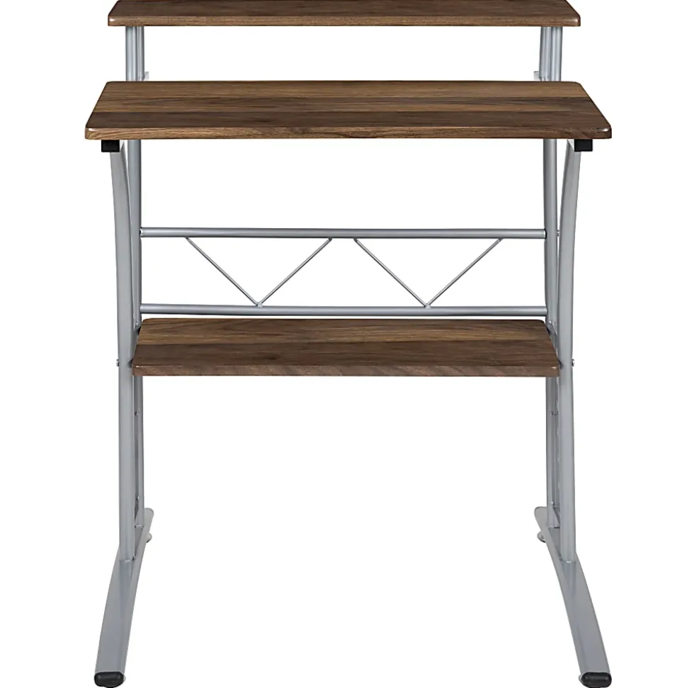 Flash Furniture 28"W Computer Desk With Storage Shelves, Rustic Walnut