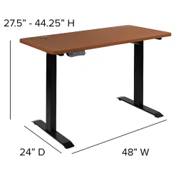 Flash Furniture 48"W Electric Height-Adjustable Standing Computer Desk, Mahogany