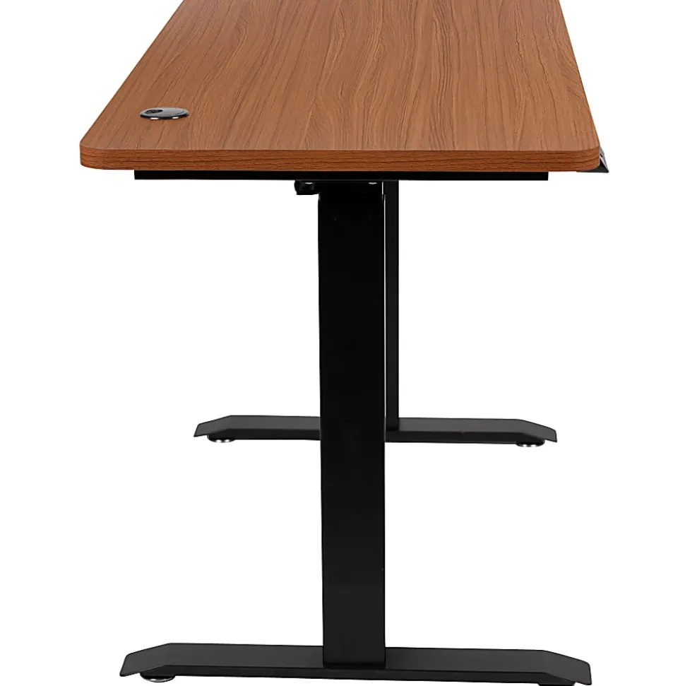 Flash Furniture 48"W Electric Height-Adjustable Standing Computer Desk, Mahogany
