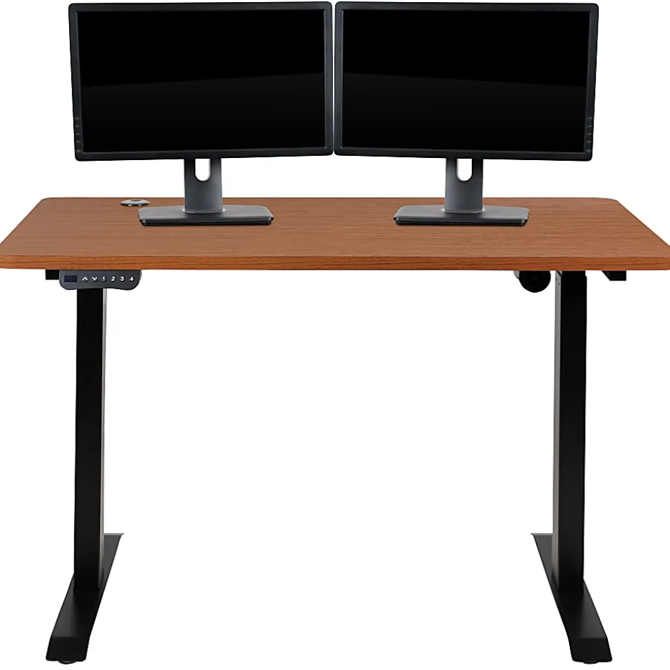 Flash Furniture 48"W Electric Height-Adjustable Standing Computer Desk, Mahogany