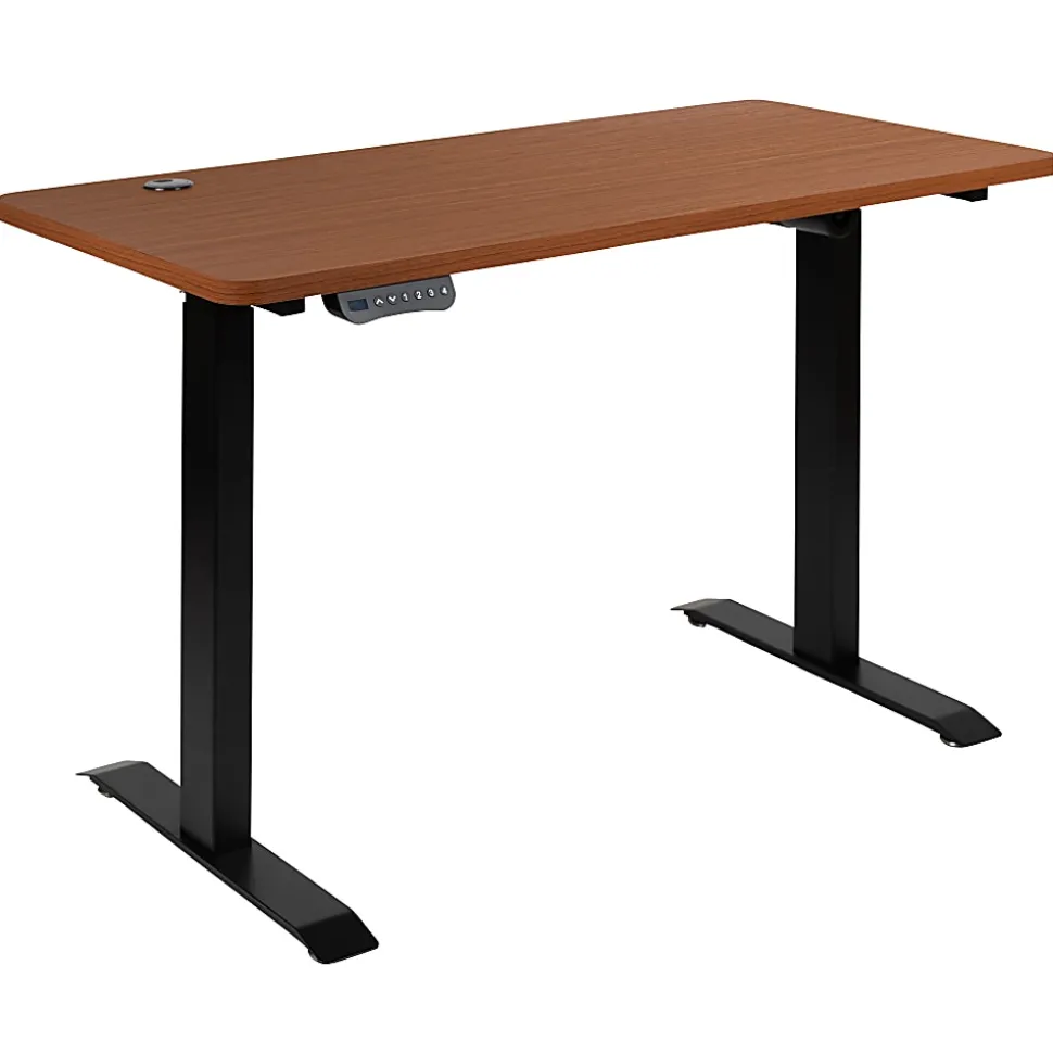 Flash Furniture 48"W Electric Height-Adjustable Standing Computer Desk, Mahogany