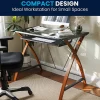 Flash Furniture 36"W Glass Computer Desk With Crisscross Frame, Black, Cherry/Clear