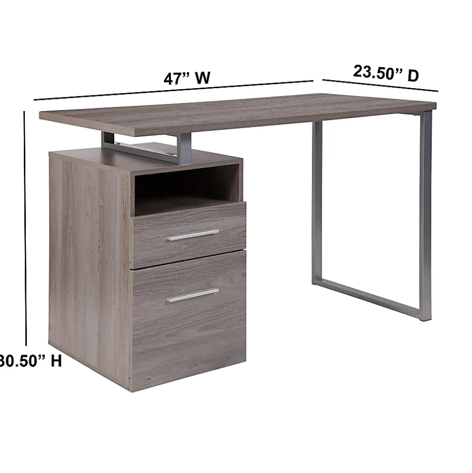 Flash Furniture 47"W Harwood Computer Desk, Light Ash