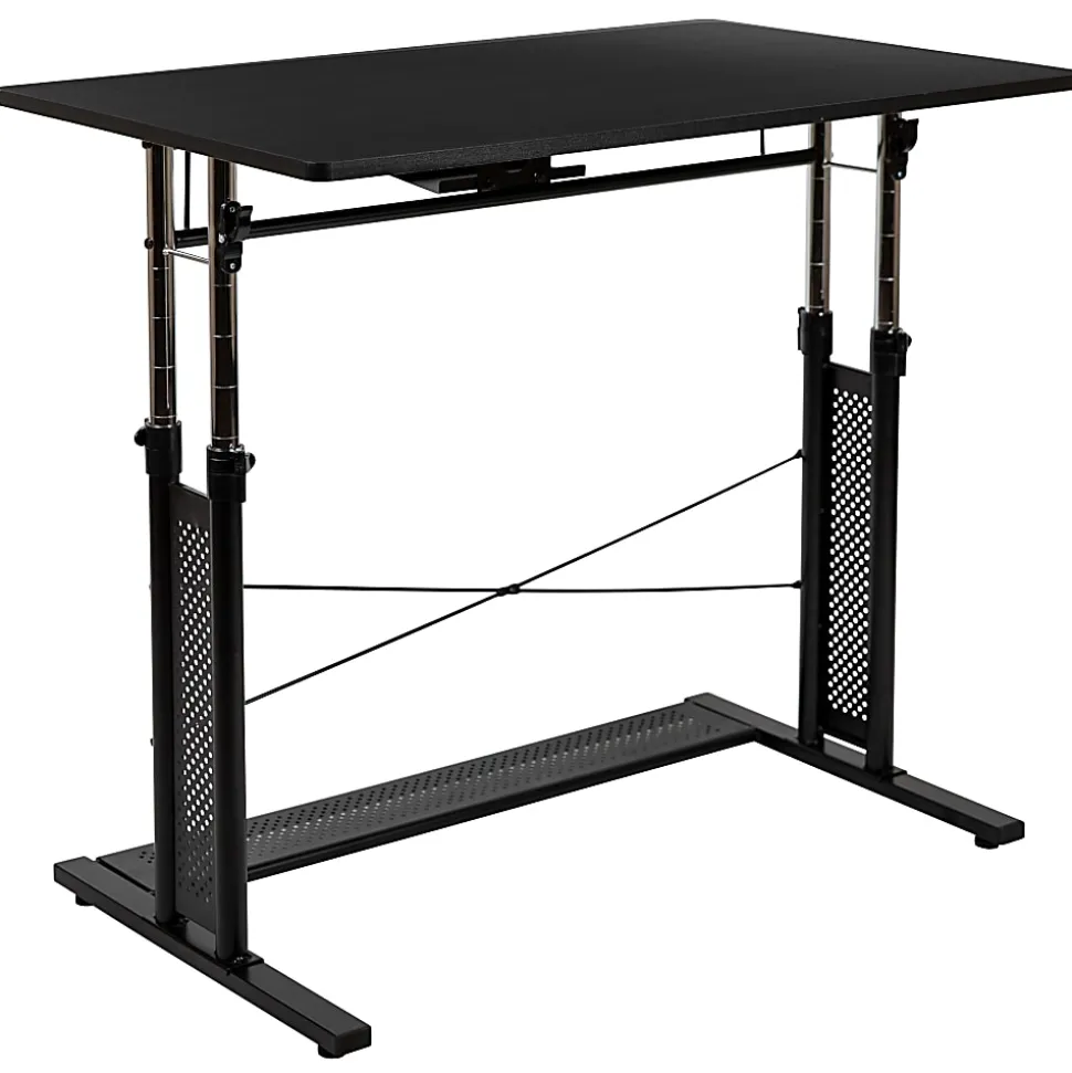 Flash Furniture 40"W Height-Adjustable Sit-To-Stand Home Office Desk, Black