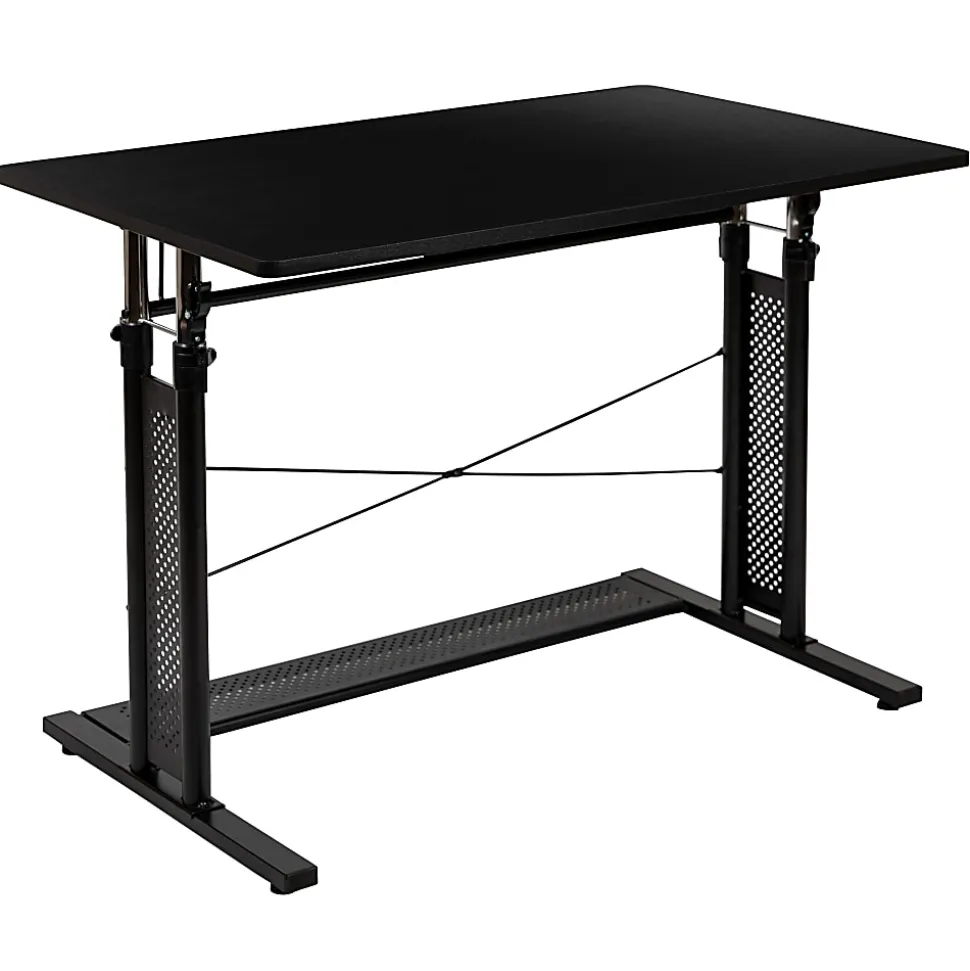 Flash Furniture 40"W Height-Adjustable Sit-To-Stand Home Office Desk, Black
