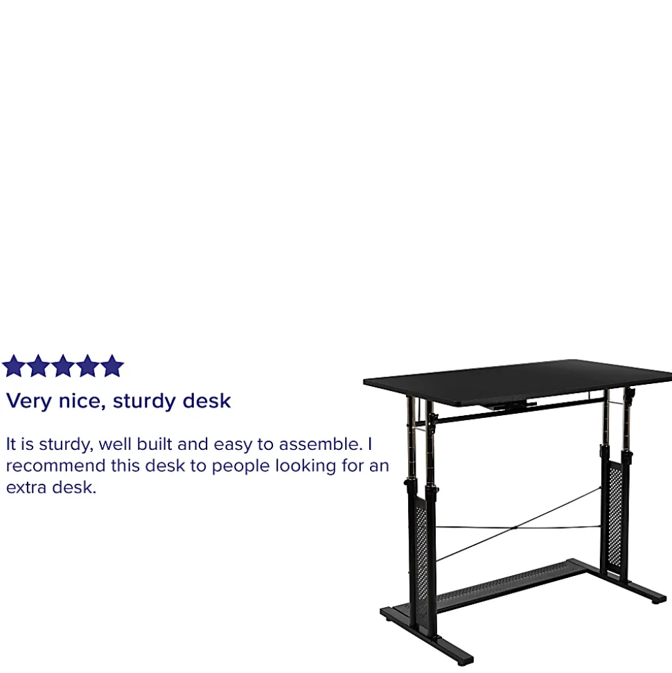 Flash Furniture 40"W Height-Adjustable Sit-To-Stand Home Office Desk, Black