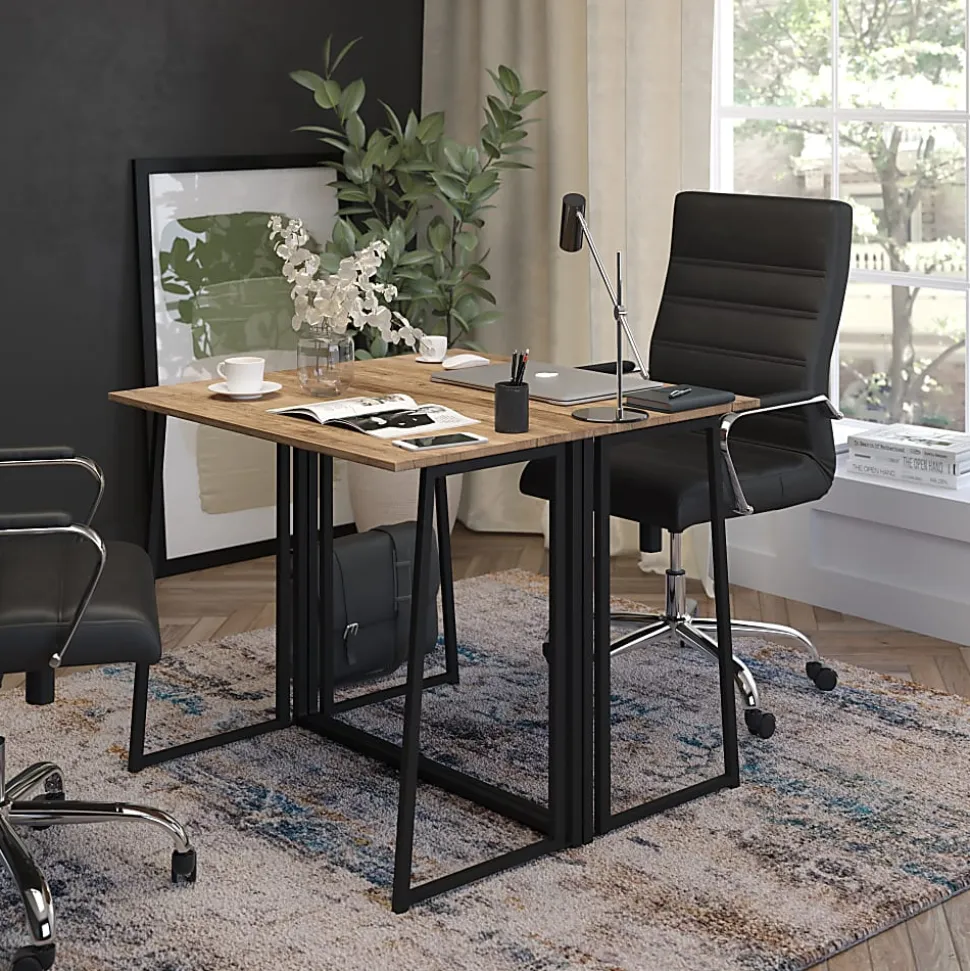 Flash Furniture 36"W Home Office Folding Computer Desk, Rustic