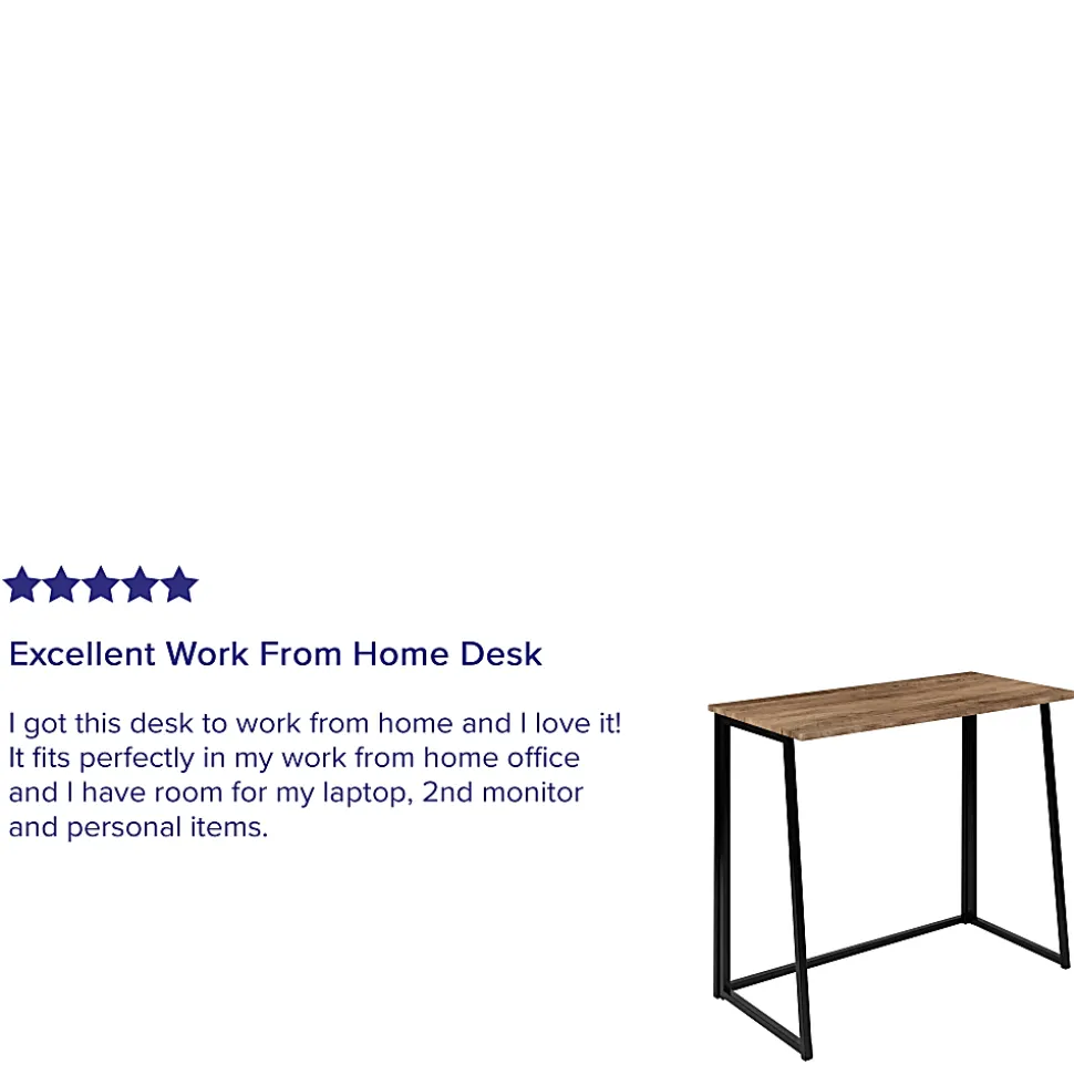 Flash Furniture 36"W Home Office Folding Computer Desk, Rustic