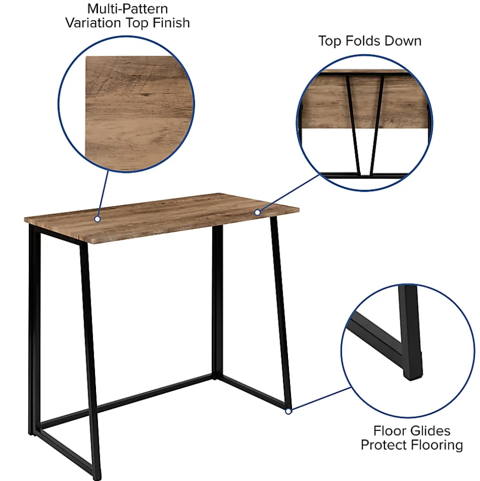 Flash Furniture 36"W Home Office Folding Computer Desk, Rustic
