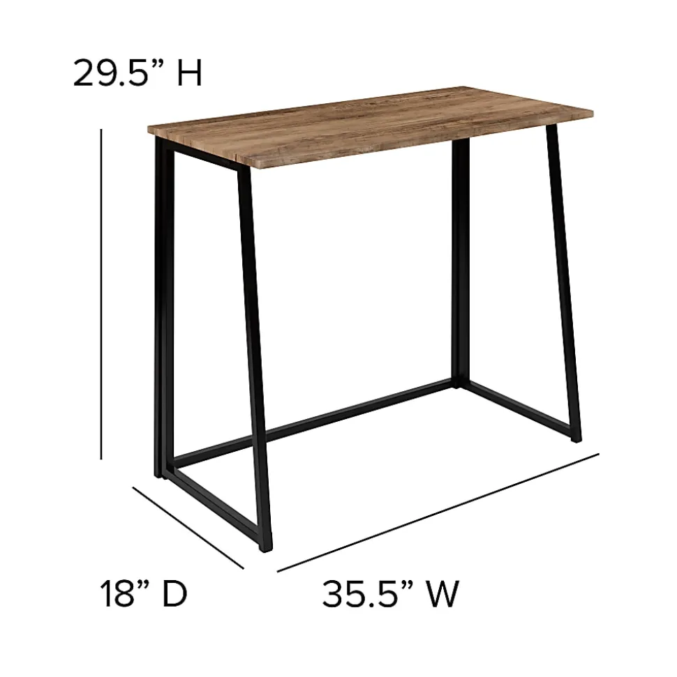 Flash Furniture 36"W Home Office Folding Computer Desk, Rustic