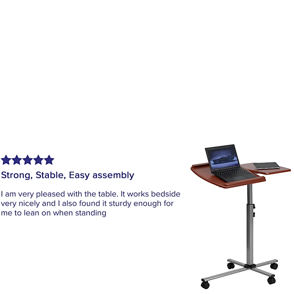 Flash Furniture 30"W Mobile Laptop Computer Desk, Cherry