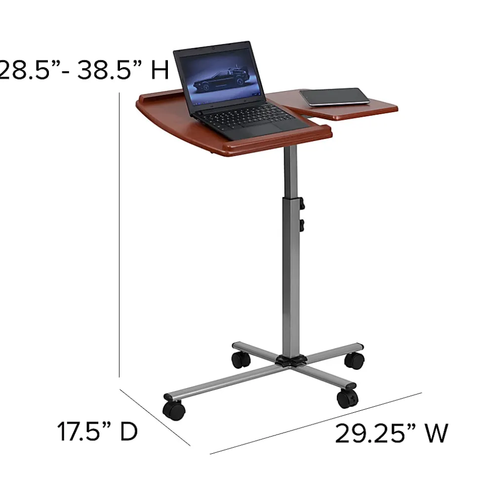 Flash Furniture 30"W Mobile Laptop Computer Desk, Cherry
