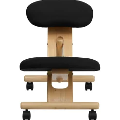 Flash Furniture Wood Mobile Ergonomic Kneeling Chair, Black/Brown