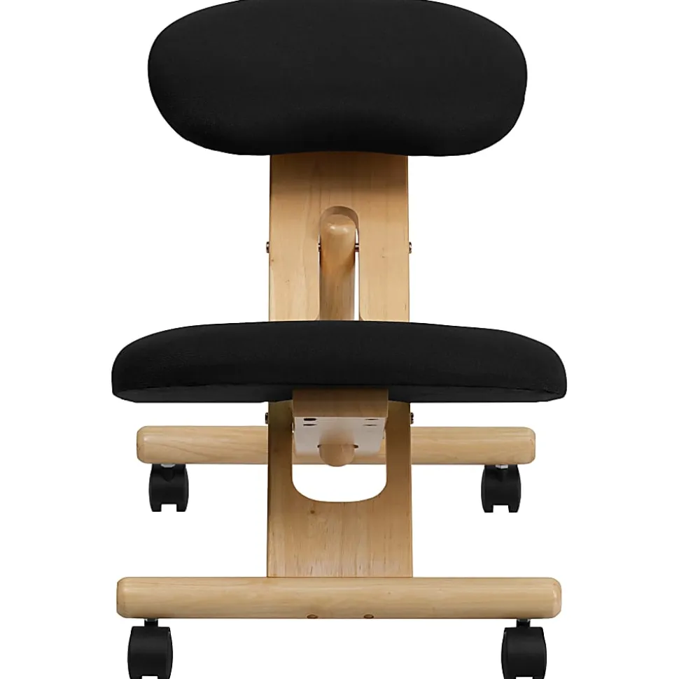 Flash Furniture Wood Mobile Ergonomic Kneeling Chair, Black/Brown