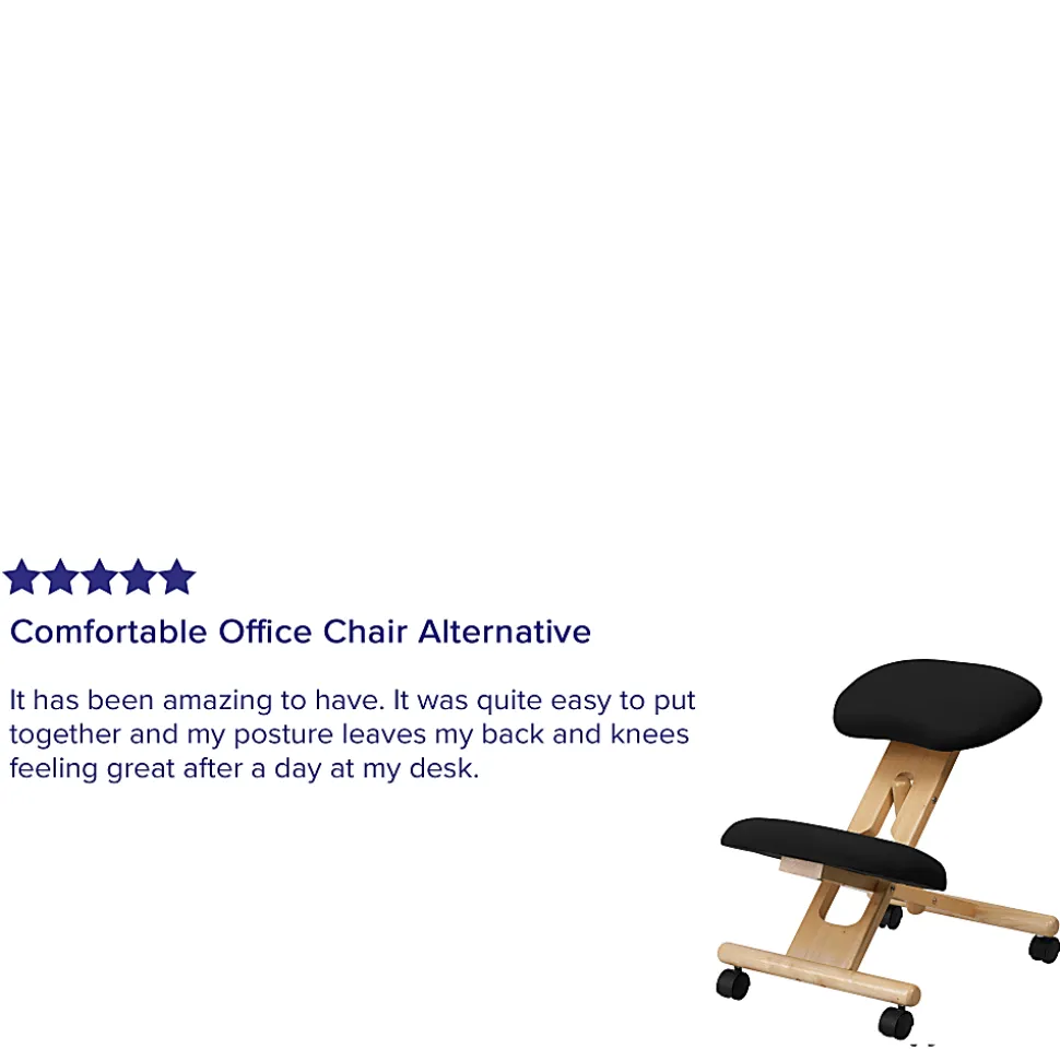 Flash Furniture Wood Mobile Ergonomic Kneeling Chair, Black/Brown