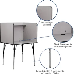 Flash Furniture 36"W Student Desk/Carrel With Top Shelf, Nebula Gray