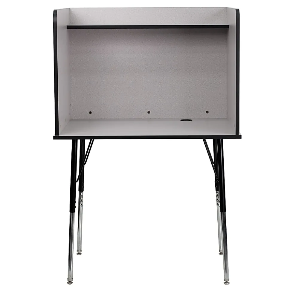 Flash Furniture 36"W Student Desk/Carrel With Top Shelf, Nebula Gray