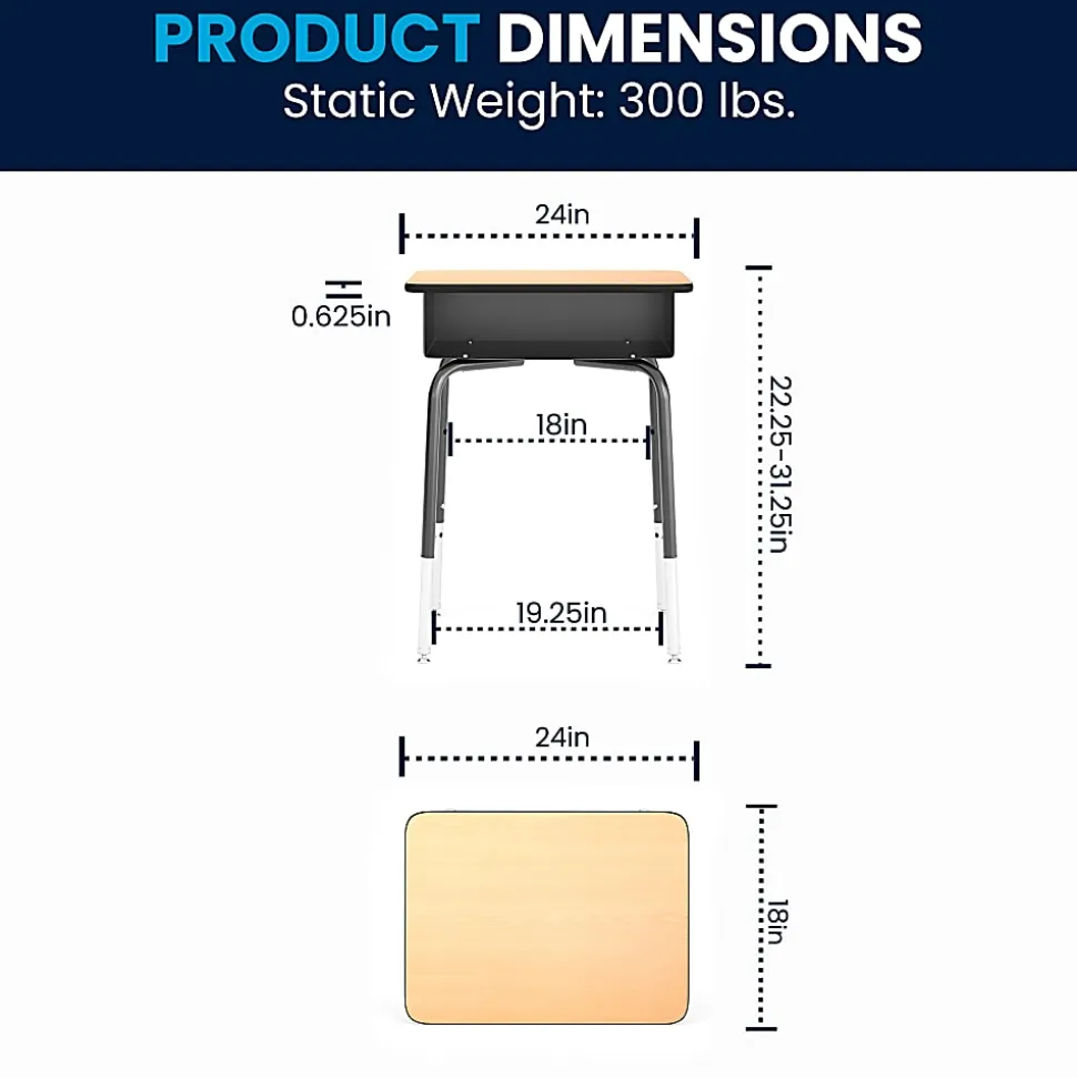 Flash Furniture 24"W Student Desk, Natural