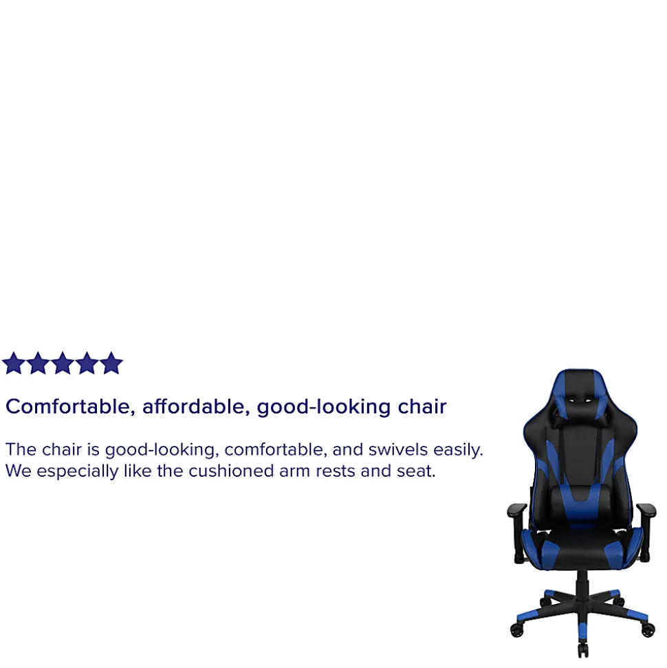 Flash Furniture X20 Ergonomic LeatherSoft High-Back Racing Gaming Chair, Blue