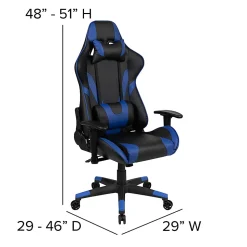 Flash Furniture X20 Ergonomic LeatherSoft High-Back Racing Gaming Chair, Blue