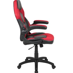 Flash Furniture X10 Ergonomic LeatherSoft™ Faux Leather High-Back Racing Gaming Chair With Flip-Up Arms, Red/Black