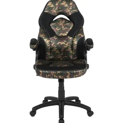 Flash Furniture X10 Ergonomic LeatherSoft™ Faux Leather High-Back Racing Gaming Chair With Flip-Up Arms, Camouflage/Black