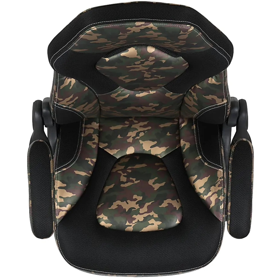 Flash Furniture X10 Ergonomic LeatherSoft™ Faux Leather High-Back Racing Gaming Chair With Flip-Up Arms, Camouflage/Black