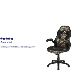 Flash Furniture X10 Ergonomic LeatherSoft™ Faux Leather High-Back Racing Gaming Chair With Flip-Up Arms, Camouflage/Black
