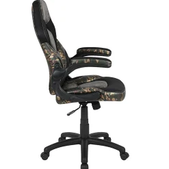 Flash Furniture X10 Ergonomic LeatherSoft™ Faux Leather High-Back Racing Gaming Chair With Flip-Up Arms, Camouflage/Black