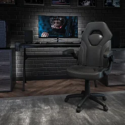 Flash Furniture X10 Ergonomic LeatherSoft™ Faux Leather High-Back Racing Gaming Chair With Flip-Up Arms, Black