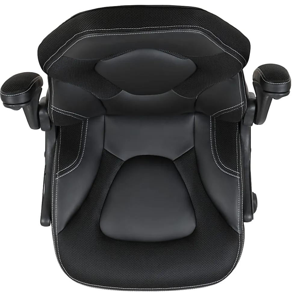 Flash Furniture X10 Ergonomic LeatherSoft™ Faux Leather High-Back Racing Gaming Chair With Flip-Up Arms, Black
