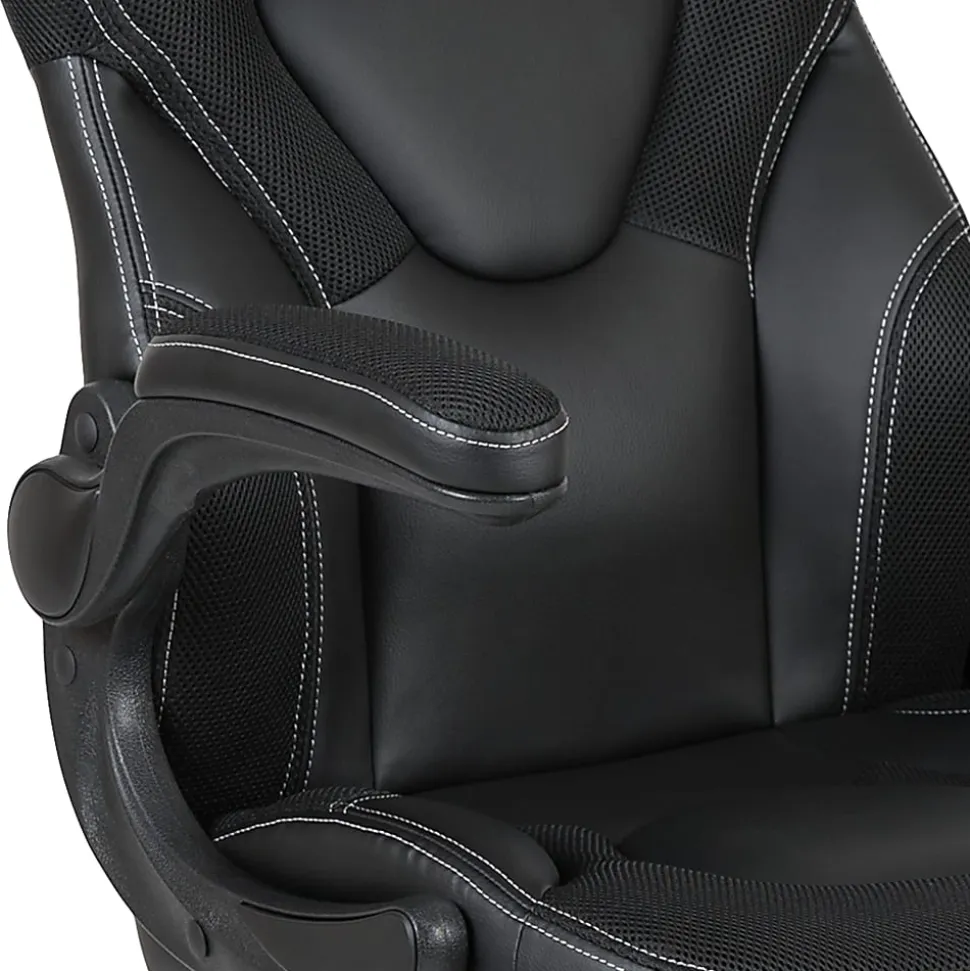 Flash Furniture X10 Ergonomic LeatherSoft™ Faux Leather High-Back Racing Gaming Chair With Flip-Up Arms, Black