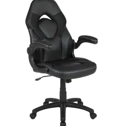 Flash Furniture X10 Ergonomic LeatherSoft™ Faux Leather High-Back Racing Gaming Chair With Flip-Up Arms, Black