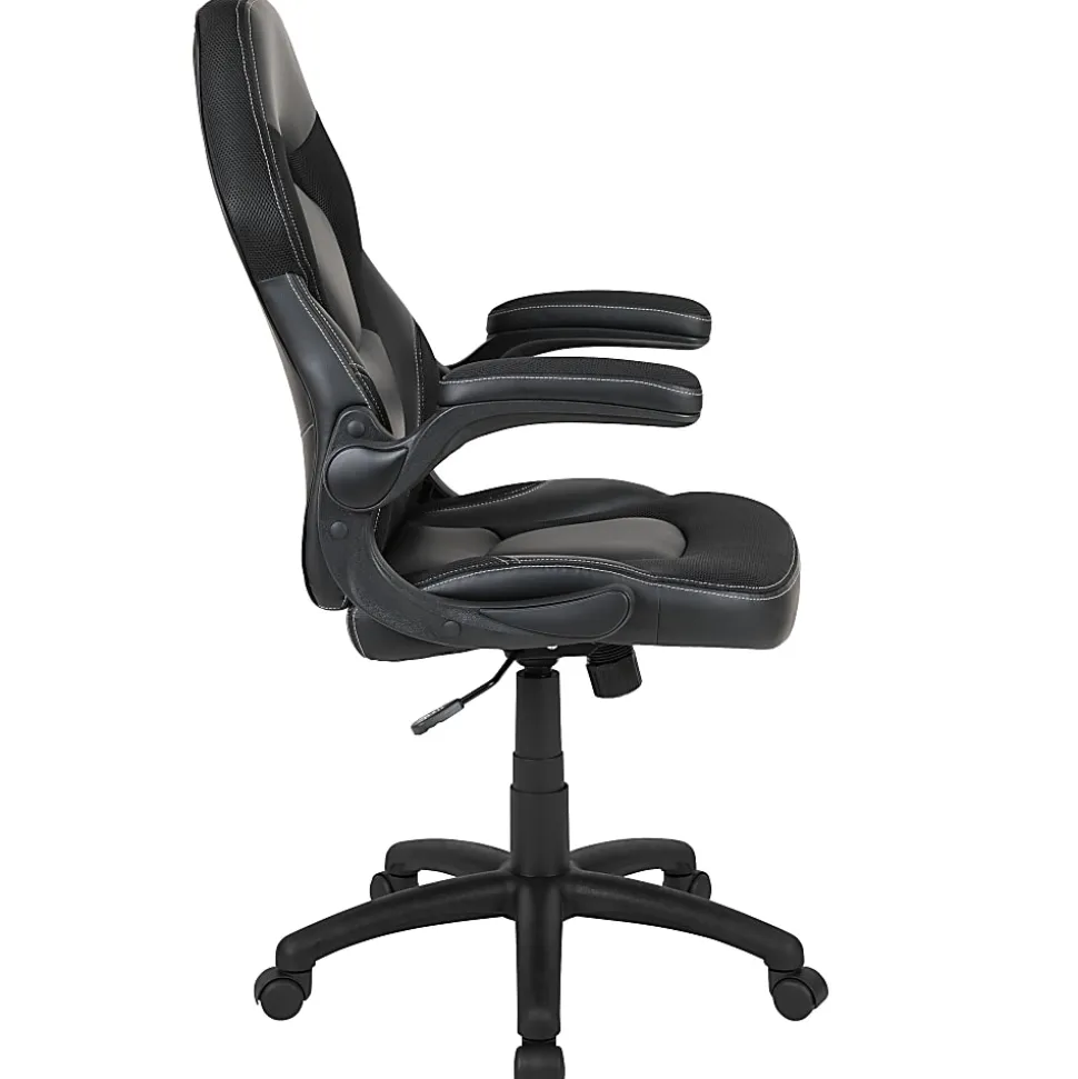 Flash Furniture X10 Ergonomic LeatherSoft™ Faux Leather High-Back Racing Gaming Chair With Flip-Up Arms, Black