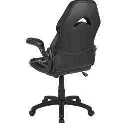 Flash Furniture X10 Ergonomic LeatherSoft™ Faux Leather High-Back Racing Gaming Chair With Flip-Up Arms, Black