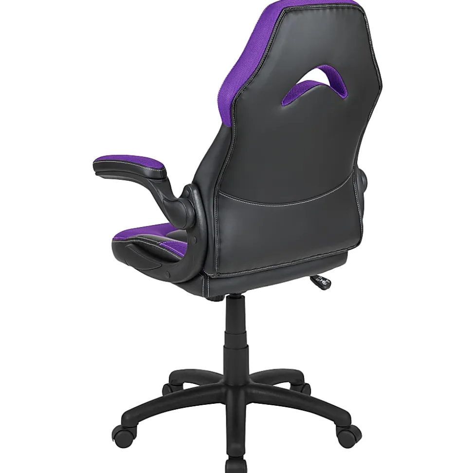 Flash Furniture X10 Ergonomic LeatherSoft High-Back Racing Gaming Chair, Purple/Black