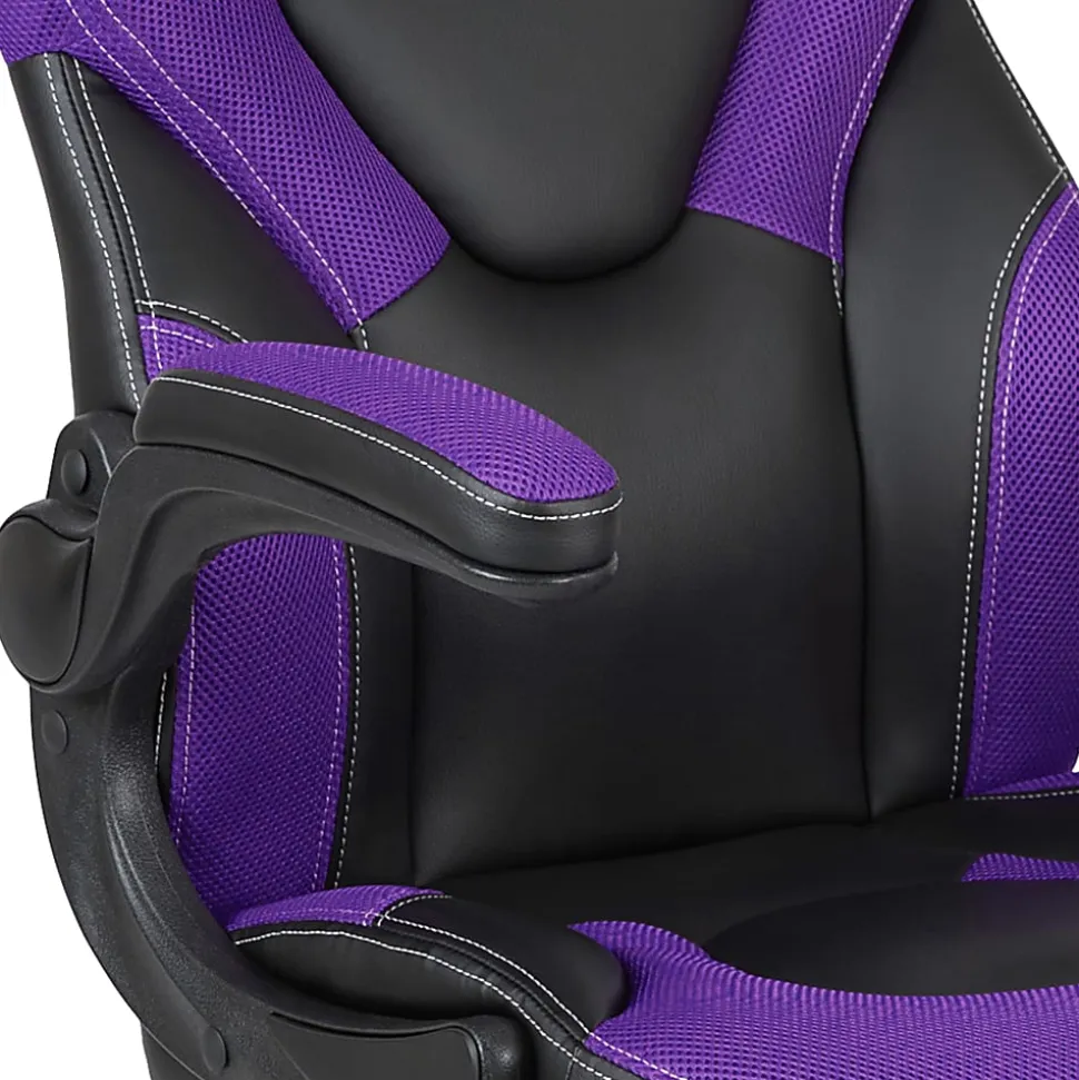 Flash Furniture X10 Ergonomic LeatherSoft High-Back Racing Gaming Chair, Purple/Black