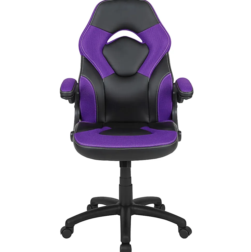 Flash Furniture X10 Ergonomic LeatherSoft High-Back Racing Gaming Chair, Purple/Black