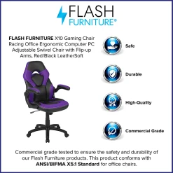 Flash Furniture X10 Ergonomic LeatherSoft High-Back Racing Gaming Chair, Purple/Black