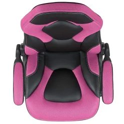 Flash Furniture X10 Ergonomic LeatherSoft™ Faux Leather High-Back Racing Gaming Chair With Flip-Up Arms, Pink/Black