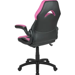 Flash Furniture X10 Ergonomic LeatherSoft™ Faux Leather High-Back Racing Gaming Chair With Flip-Up Arms, Pink/Black