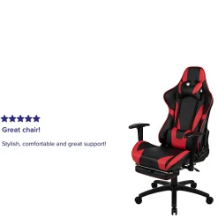 Flash Furniture X30 Ergonomic LeatherSoft™ Faux Leather Gaming Racing Chair, Red/Black