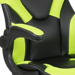 Flash Furniture X10 Ergonomic LeatherSoft™ Faux Leather High-Back Racing Gaming Chair With Flip-Up Arms, Neon Green/Black