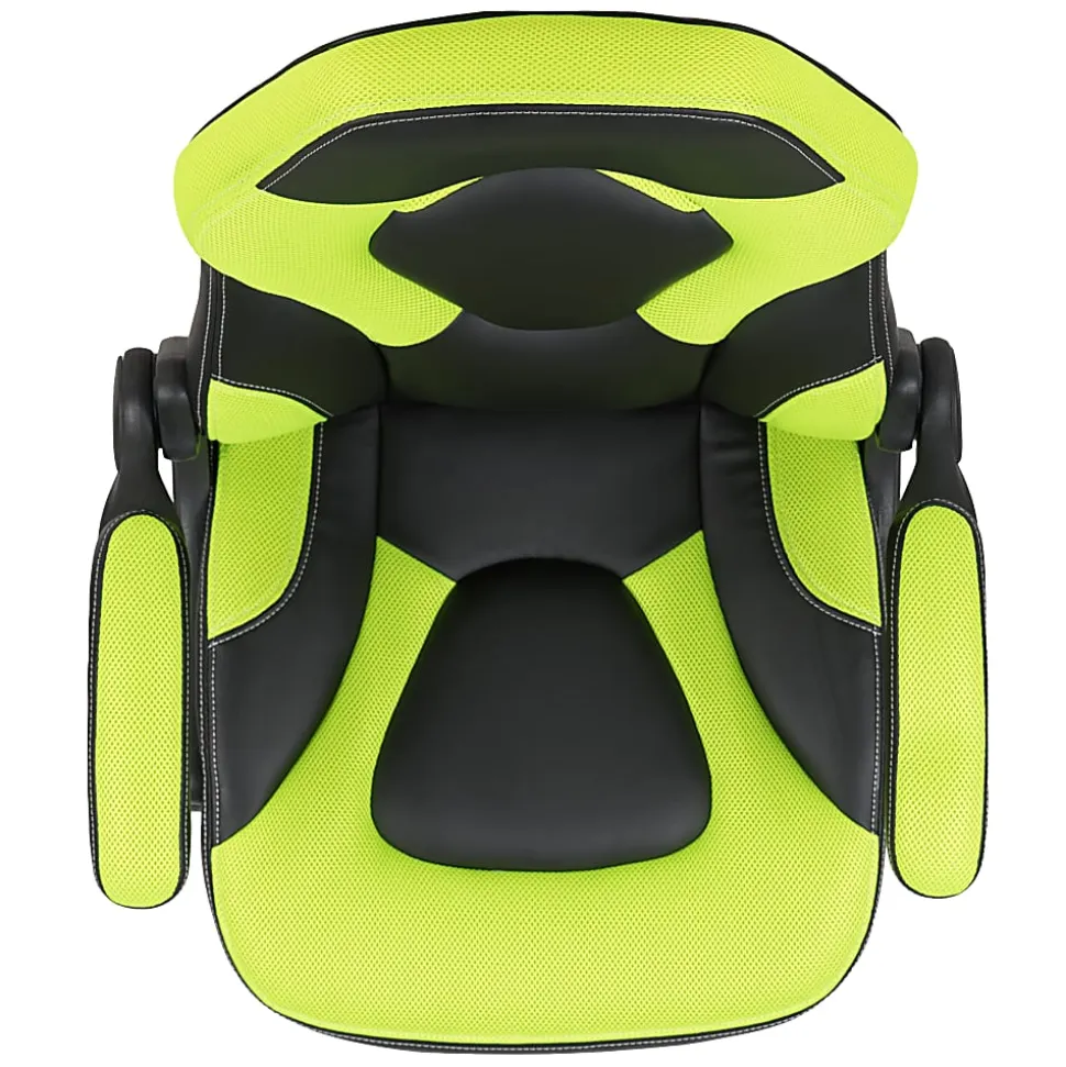 Flash Furniture X10 Ergonomic LeatherSoft™ Faux Leather High-Back Racing Gaming Chair With Flip-Up Arms, Neon Green/Black