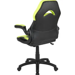 Flash Furniture X10 Ergonomic LeatherSoft™ Faux Leather High-Back Racing Gaming Chair With Flip-Up Arms, Neon Green/Black