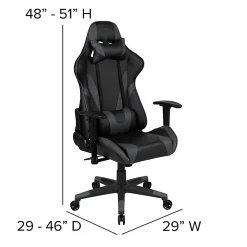 Flash Furniture X20 Ergonomic LeatherSoft High-Back Racing Gaming Chair, Gray