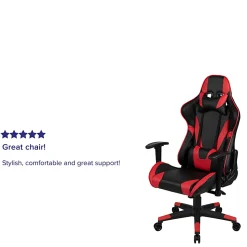 Flash Furniture X20 Ergonomic LeatherSoft™ Faux Leather High-Back Racing Gaming Chair, Red/Black