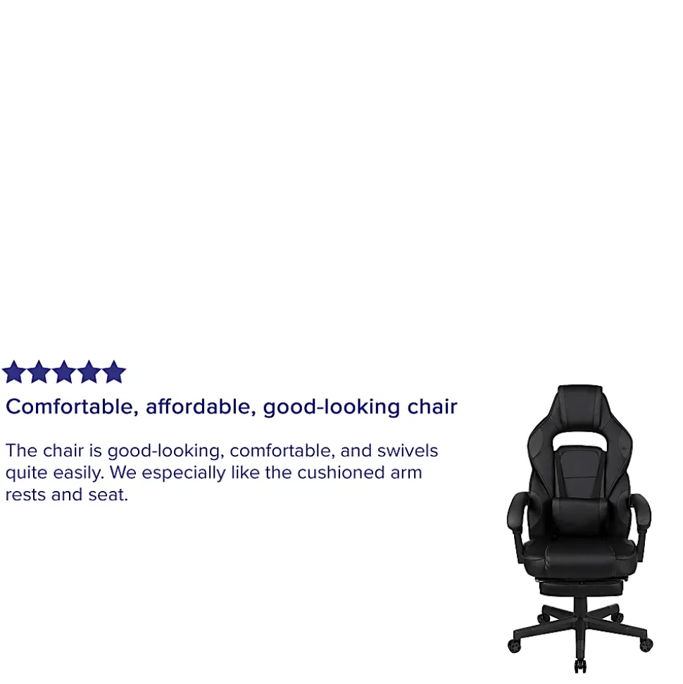 Flash Furniture X40 Gaming Chair With Fully Reclining Back And Arms, Black