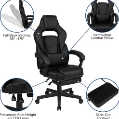 Flash Furniture X40 Gaming Chair With Fully Reclining Back And Arms, Black
