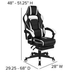 Flash Furniture X40 Gaming Chair With Fully Reclining Back And Arms, White/Black